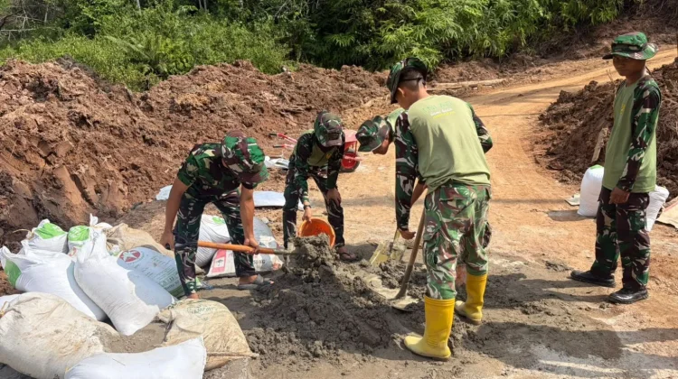 Satgas TMMD Kebut Pondasi Jembatan Aramco Demi Akses Warga
