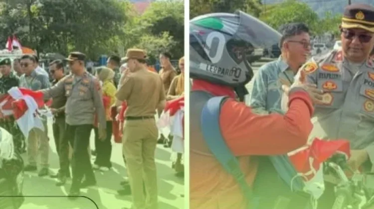 Wakapolres Pessel Bersama Forkopimda Bagikan Ribuan Bendera Merah Putih