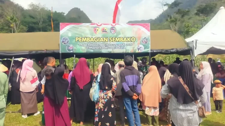 TMMD Ke-129 Kodim 0306 Ditutup Bagi Sembako Warga