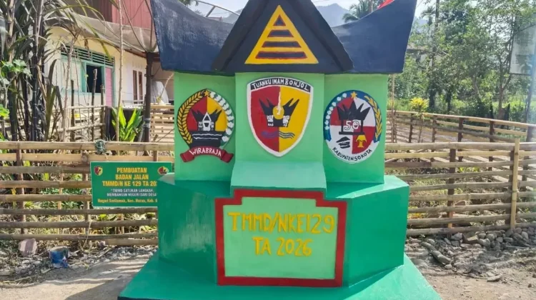 Tugu TMMD Ke-129 Simbol Kemanunggalan di Buluh Kasok
