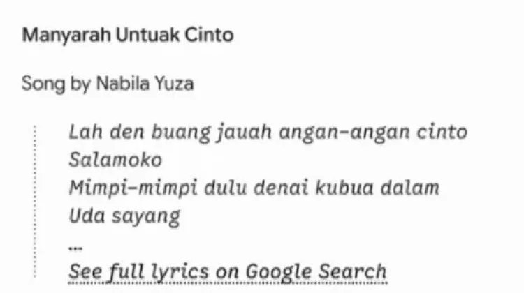 Manyarah Untuak Cinto, Kisah Rela Melepas