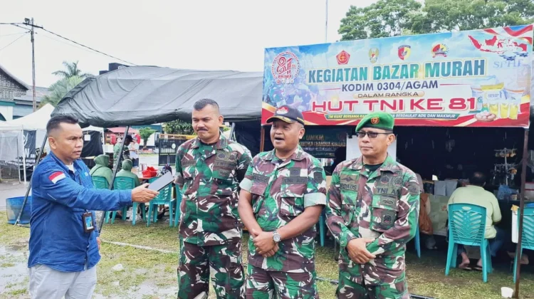 Bazar Murah HUT TNI Ke-81 Digelar Makodim 0304/Agam, Perkuat Ketahanan Pangan