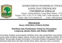 Unand Bantah, Penunjukan Dekan oleh Rektor Tidak Benar