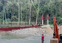 Pembangunan Jembatan Gantung Tanah Tingkah Capai 76 Persen Sukses