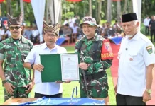 Gubernur Mahyeldi Ansharullah membuka kegiatan TMMD ke 128 di Kab Padang Pariaman