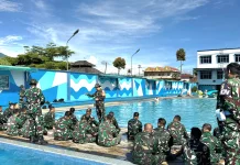 73 Personel Kodim 0304/Agam Ikuti Renang Militer PSJM Sistem Blok Garilya