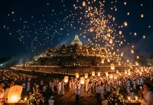 Peringatan Waisak 2026, Ribuan Lampion Hiasi Langit Candi Borobudur