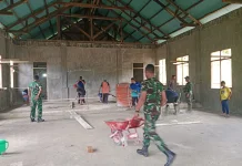 Wujud Kepedulian Umat, Satgas Karya Bakti TNI AD Genjot Renovasi Gereja Elbetel