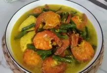 Gulai Kacang Panjang Campur Tahu, dan Udang yang Nikmat