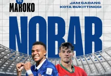 Nobar Prancis Vs Maroko di Jam Gadang