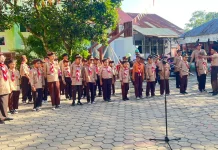 Tujuh SD Gugus 8 Bukittinggi Gelar Upacara Latihan Gabungan Pramuka