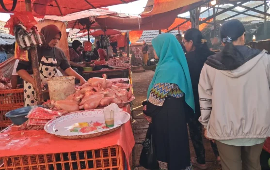 Harga Ayam di Pasar Aur Kuning Rp65 Ribu