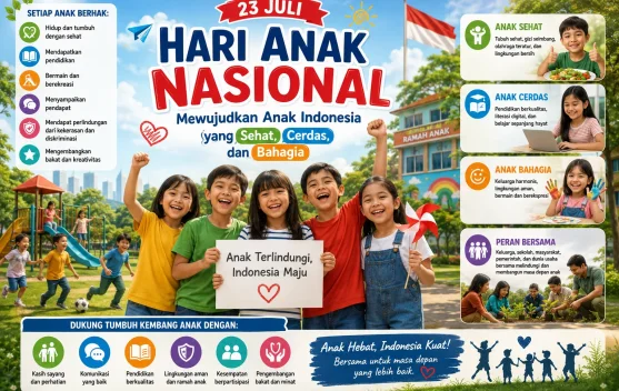 Hari Anak Nasional 23 Juli, "Mewujudkan Anak Indonesia yang Sehat, Cerdas, dan Bahagia"