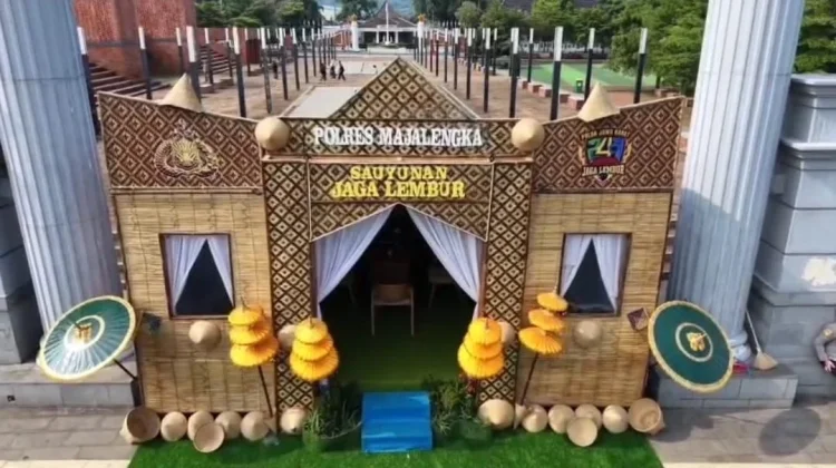 Unik! Pos Tematik Bambu Polres Majalengka di Jalur Mudik, Angkat Kearifan Lokal