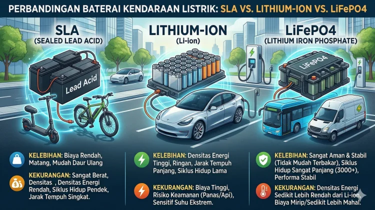 Baterai Kendaraan Listrik: Mana yang Terbaik dari SLA, Lithium-Ion, hingga LiFePO4?