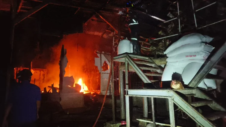 Ledakan tengah Malam Hanguskan Gudang Ayam di Winduhaji