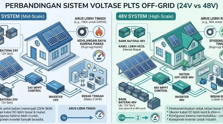 Perbedaan Sistem 24v dan 48v dalam Merakit PLTS