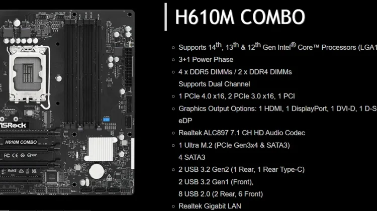 ASRock Rilis Motherboard H610M COMBO dengan Slot DDR4 dan DDR5 Sekaligus