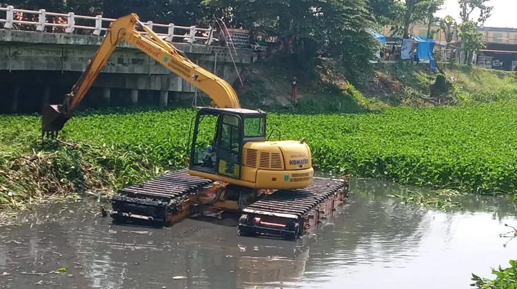 Warga Apresiasi Pengangkatan Eceng Gondok di Area Waduk Bojongsari Indramayu