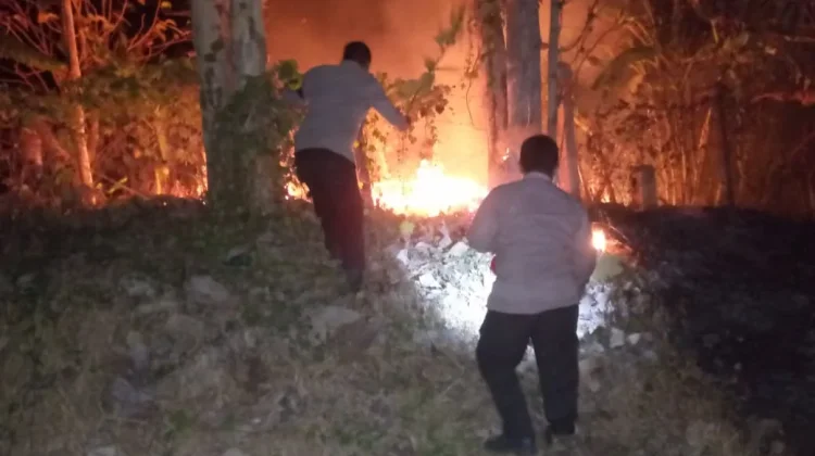 Polsek Gantar Respons Cepat Padamkan Kebakaran Lahan di Tol Cipali KM 125