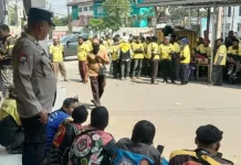 Polsek Kedawung Amankan Aksi Ojol Maxim di Kota Cirebon