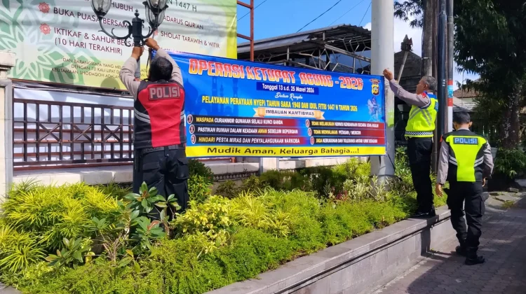 Ops Ketupat Agung 2026, Polres Gianyar Pasang Imbauan Kamtibmas di Titik Strategis