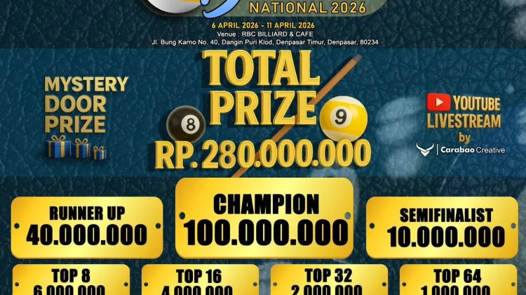 Ratusan Atlet Biliar Bersaing di Turnamen Nasional 9 Ball Bali HC 4 dan 5
