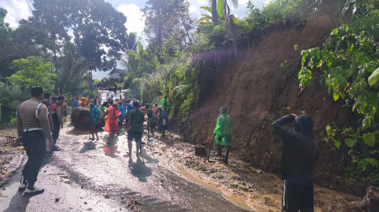 Tanah Longsor Tutup Akses Jalan Tegallalang–Cebok
