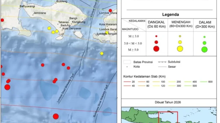 Bali dan Wilayah Sekitarnya Diguncang Puluhan Gempa Bumi Dangkal