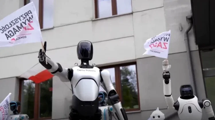 Robot Ikut Demo di Polandia Tuntut Regulasi AI