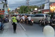 Satlantas Polres Badung Intensifkan Strong Point Pastikan Lalin Aman Terkendali
