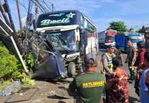 Bus AKAP Hantam Kijang hingga Ringsek di Jembrana