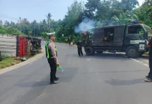 Hindari Truk Mogok, Tronton 20 Ton Terguling di Pekutatan