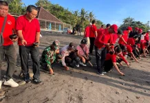 Gotong Royong Warnai Aksi Bersih Pantai dan Pelepasan Tukik di Pantai Saba