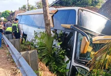 Sopir Mengantuk, Bus Hantam Motor dan Rumah di Jembrana