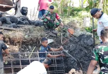 Pembangunan Jembatan Garuda Desa Tegak Dipercepat Libatkan Prajurit YTP
