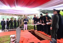 Menhan Ikut Apel Persada Pemakaman Jenderal TNI Purn Try Sutrisno