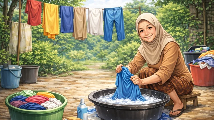 Puasa Tak Hentikan Sri Rini Mencuci Harapan Demi Masa Depan Anak
