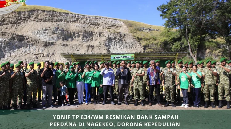 Peduli Lingkungan, Yonif TP 834/WM Resmikan Bank Sampah di Desa Tonggurambang