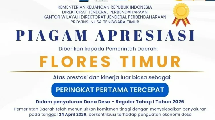 Dana Desa Tahap I Tuntas, Flores Timur Raih Peringkat I NTT