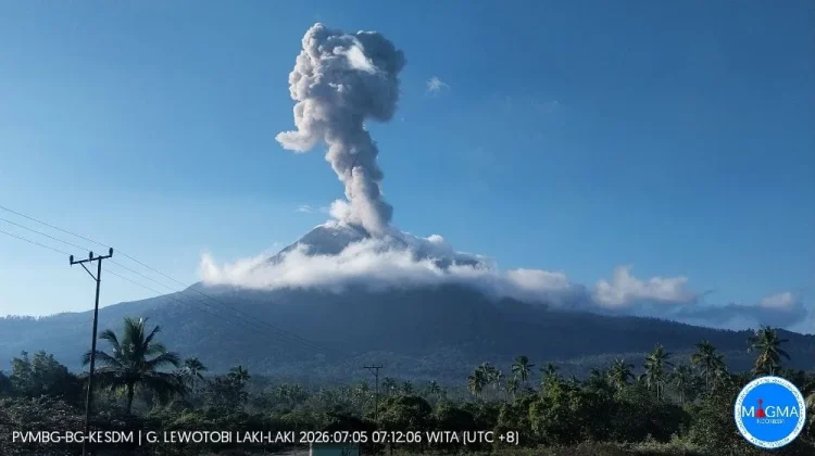 Lewotobi Laki-laki Erupsi, Kolom Abu Capai 1.500 Meter