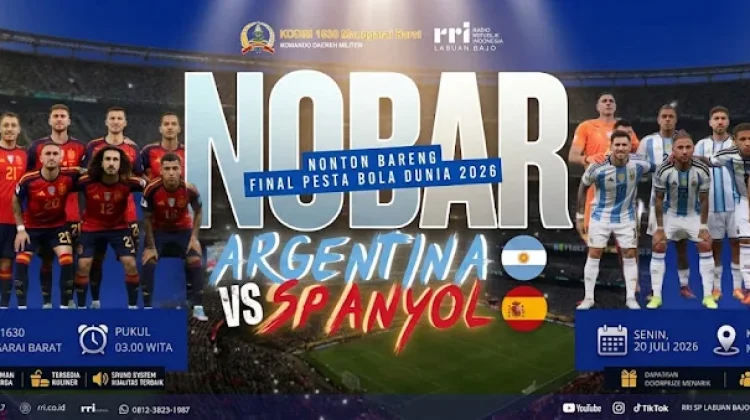 Kodim 1630/Mabar Bersama RRI Labuan Bajo Gelar Nobar Final Piala Dunia