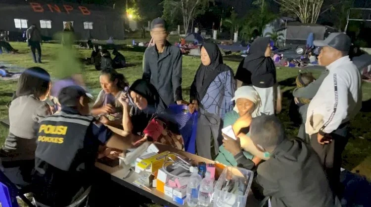 Polres Matim Bersama Nakes Periksa Kesehatan 468 Pengungsi Pasca Gempa