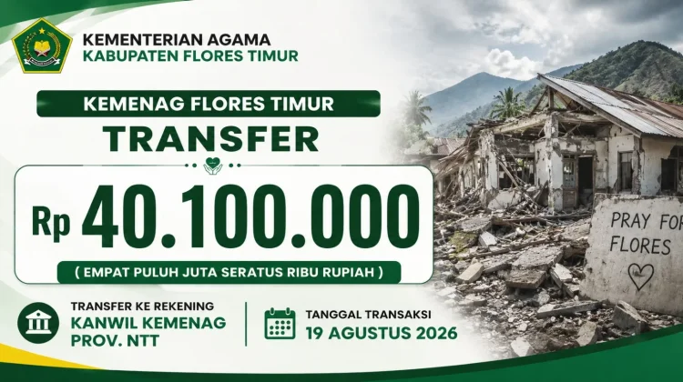 Wujud Cinta Kemanusiaan, Kemenag Flores Timur Salurkan Donasi Korban Gempa