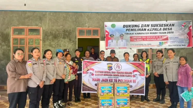 Polwan Polres Ngada Salurkan Bantuan Kapolda NTT