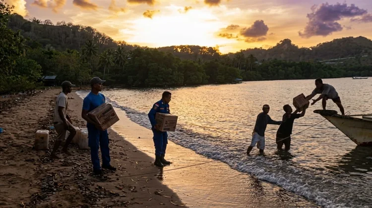 Kapolres Manggarai Barat Kirim Bantuan Logistik ke Warga Nggilat lewat Jalur Laut