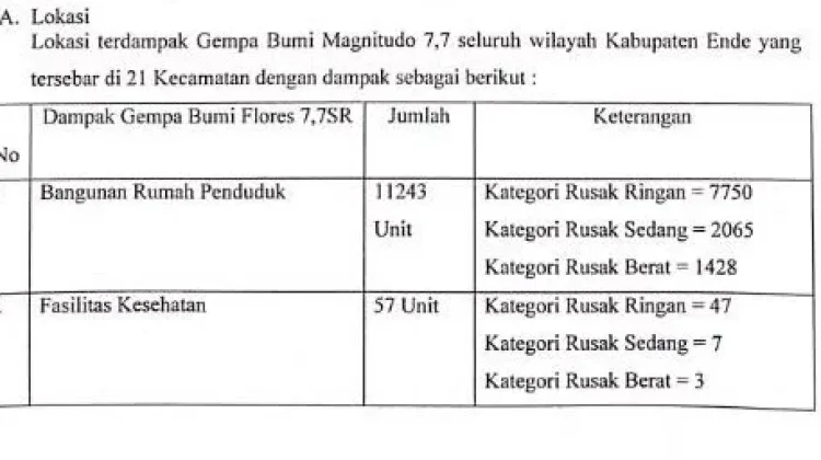 Gempa Flores Rusakkan 11.243 Rumah dan 57 Faskes di Ende