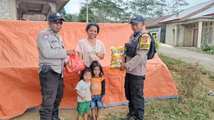 Polres Manggarai Salurkan Bantuan ke Pengungsi Gempa Lelak