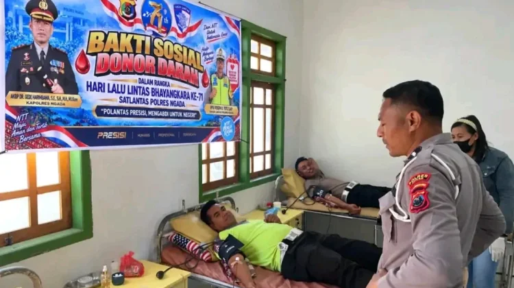 Satlantas Ngada Gelar Donor Darah HUT Lalu Lintas