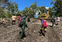 Gotong Royong TNI dan Warga, Proyek Jalan TMMD di Aelipo Berjalan 3 Persen